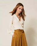 Blusa in crêpe de Chine con volant Twinset Art.TP2073