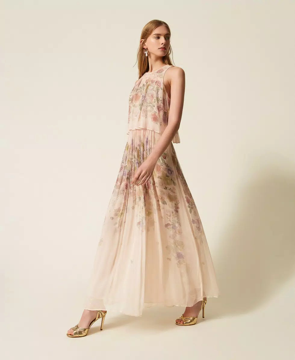 Abito lungo in creponne a fiori Twinset Art. TT2560