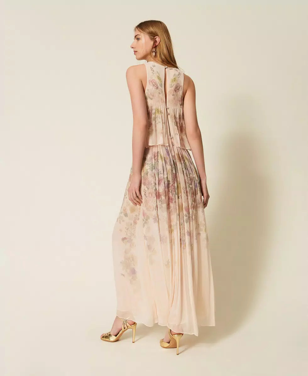Abito lungo in creponne a fiori Twinset Art. TT2560