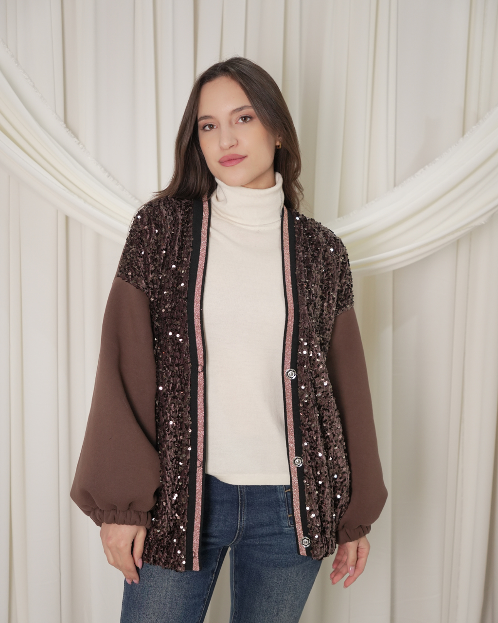Cardigan Bomber Brown D'ELLE art.I241190