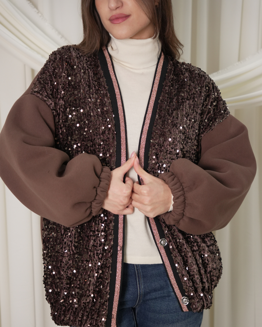 Cardigan Bomber Brown D'ELLE art.I241190