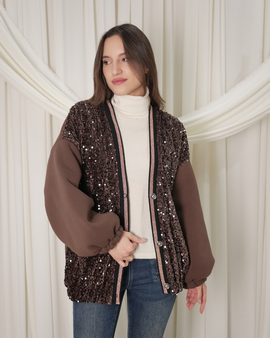 Cardigan Bomber Brown D'ELLE art.I241190